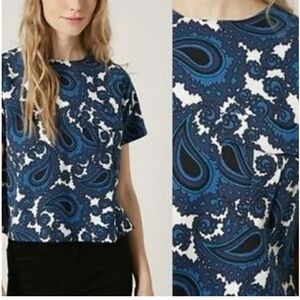 Topshop White and Blue Boxy Top